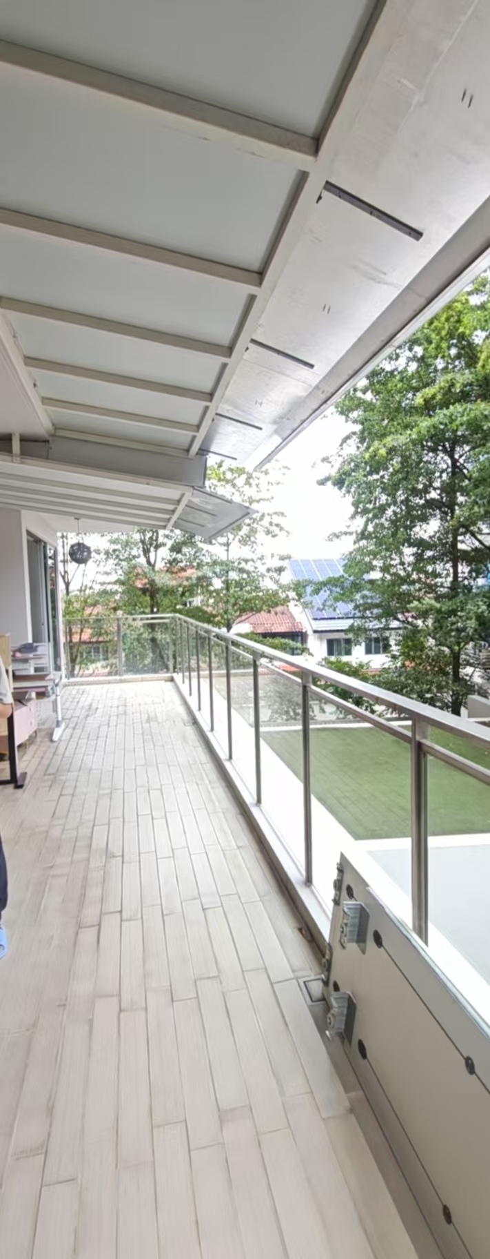 Open balcony before zip blinds